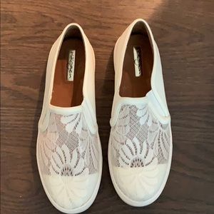 Halogen white slip on sneakers